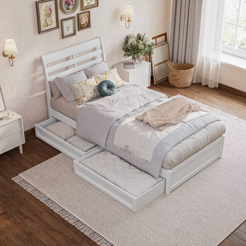 Emelie Platform Bed with Panel Footboard and Storage Drawers