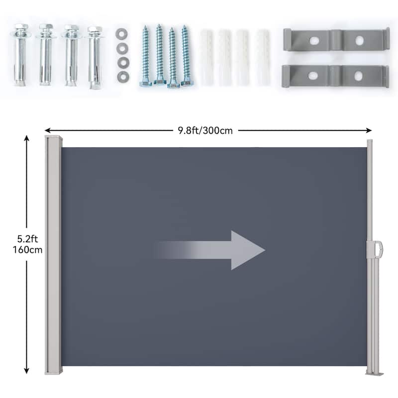 Outdoor Retractable Side Awning Waterproof UV-Resistant Privacy Screen Fence