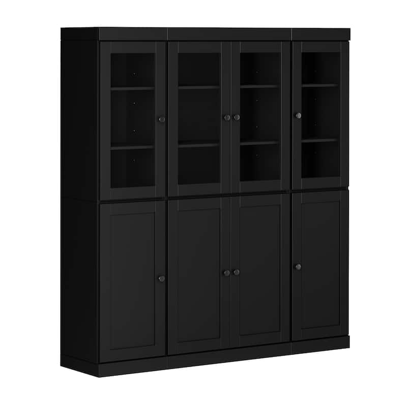 Palace Imports 100% Solid Wood 65" Pantry Cabinet with Clear Glass, Shaker Doors and Adjustable Shelves
