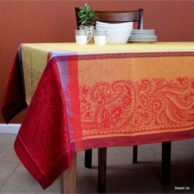 Wipeable Spill Resistant French Cotton Tablecloth