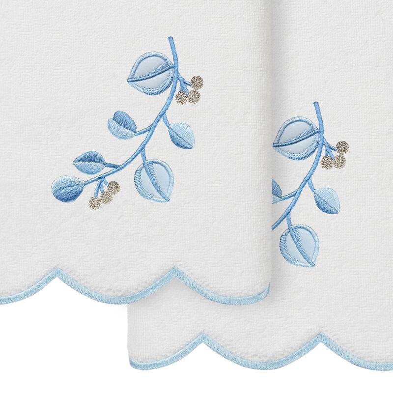 Authentic Hotel and Spa 100% Turkish Cotton WILD BRANCH Scallop Embellished Towel Collection