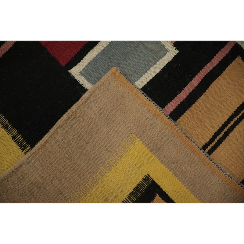 Hand Woven Oriental 100% Wool Carpet Southwestern Modern Multi-Colored Kilim Area Rug - 13' 4'' X 9' 3''