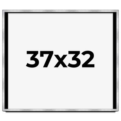 37x32 Shadow Box Frame Silver | 1.375 Inches Deep Real Wood