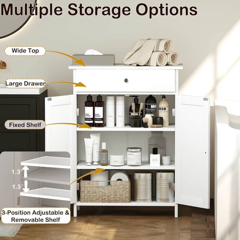 Costway Bathroom Floor Cabinet Freestanding Storage Organizer with 2 - See Details
