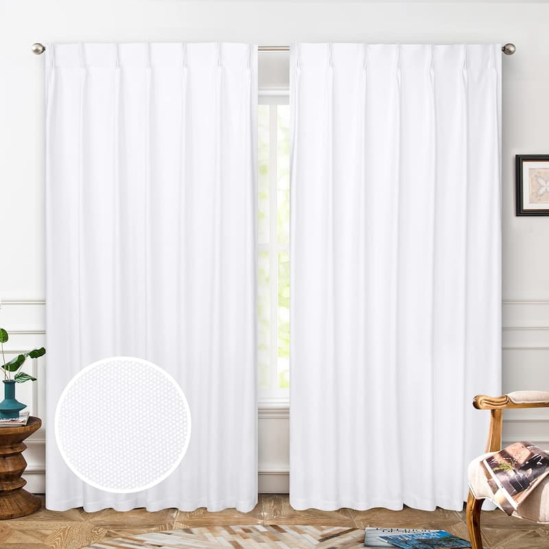 DriftAway Pinch Pleat Faux Linen Textured Blackout Curtains