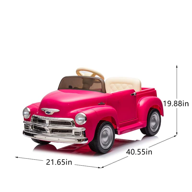 12V Licensed Chevrolet 3100 Pickup Kids Electric Ride-On Car with Remote Control, Ages 3+ - Pink