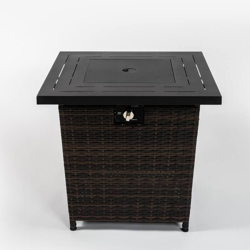 28" Propane Gas Fire Pit Table, 50000 BTU Square Steel Fire Pit