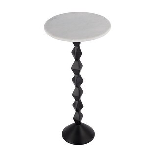 Ada 12 in. W Round Marble and Metal Side Table