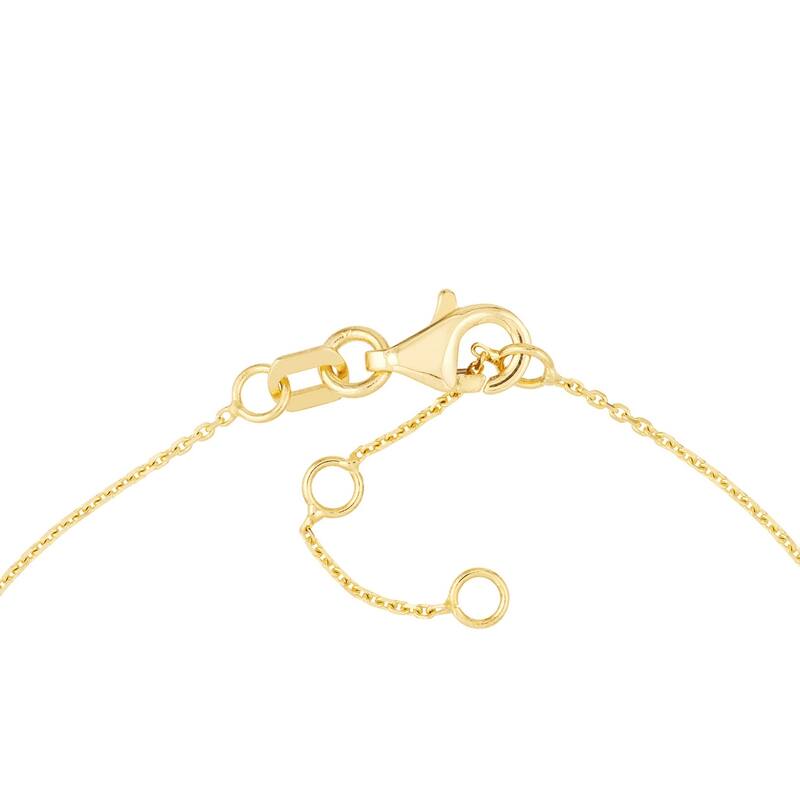 Curata 14k Yellow Gold 7.25" Round Blue Enamel Evil Eye Adjustable Bracelet