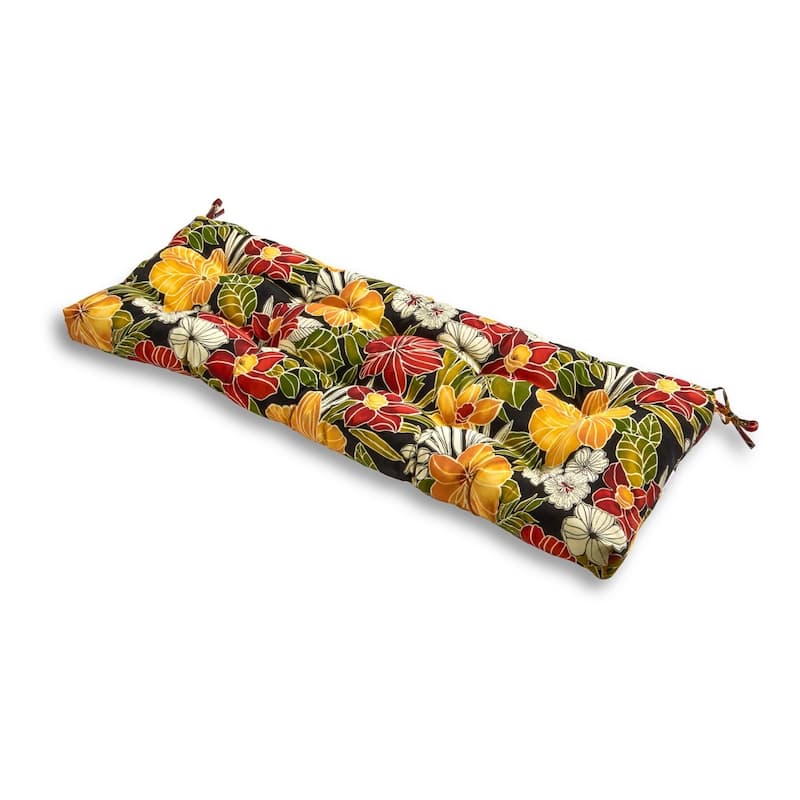Aloha Floral Outdoor Bench Cushion (Cushion Only) - Black