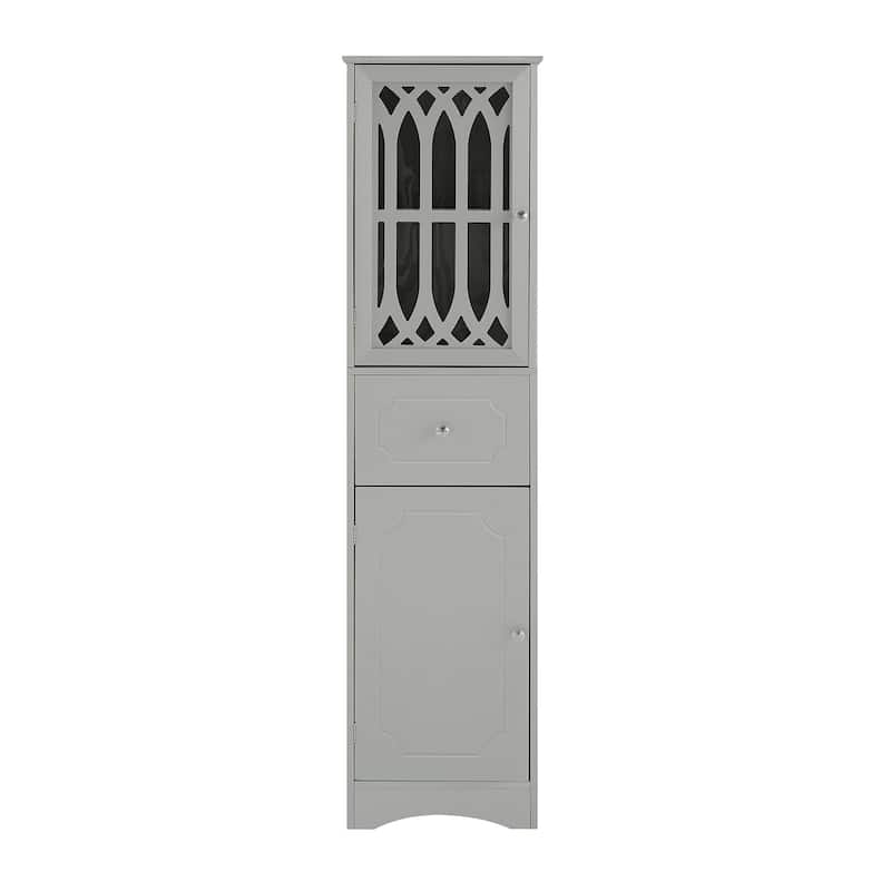 64" Wood 2-door Bathroom Cabinet with Adjustable Shelves