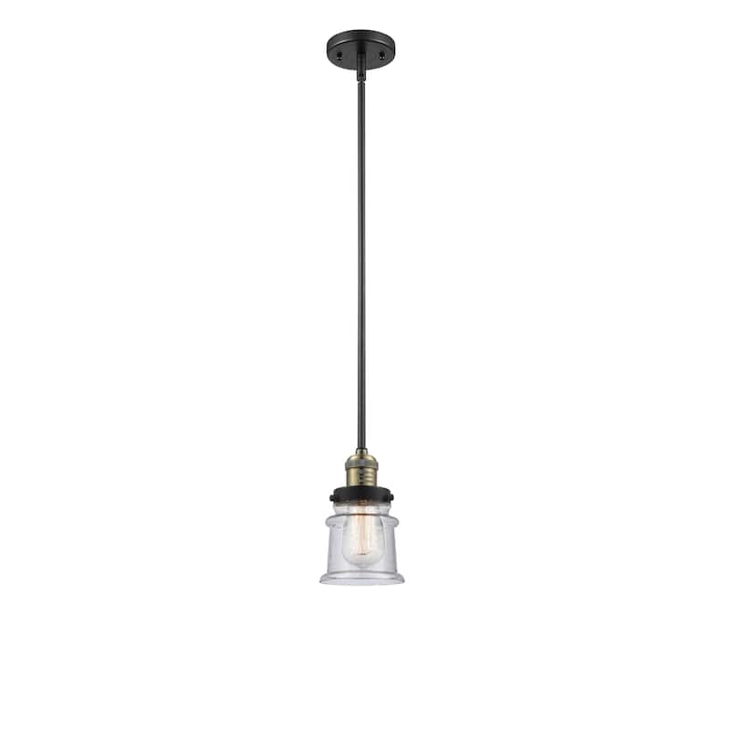 Innovations Lighting Franklin Restoration Canton - 1 Light 5" Stem Hung Mini Pendant - Black Antique Brass/Seedy