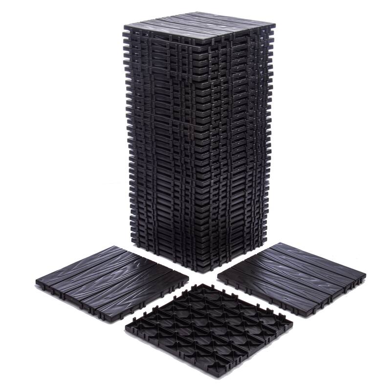 76-Pack Interlocking Deck Tiles, 11.42"x11.42", 68.8 Sq.Ft, Wood Grain Plastic Flooring for Outdoor