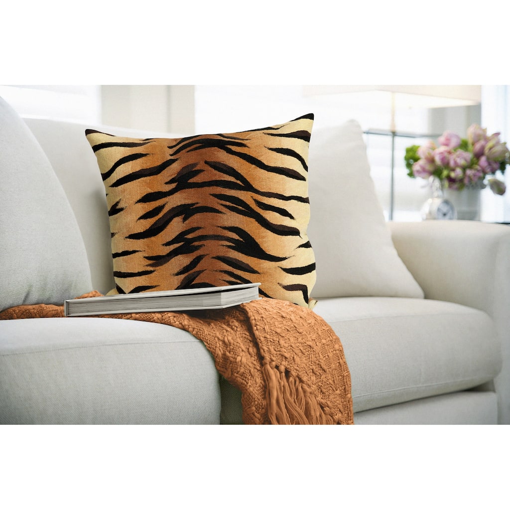 Liora Manne Visions I Tiger Indoor/Outdoor Pillow Brown 20" Square
