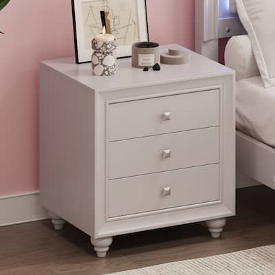 Modern Style Wood 3 Drawer Nightstand for Bedroom