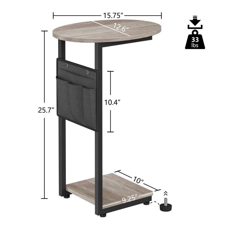 C Shaped End Table - 15.7"D x 12.6"W x 25.6"H