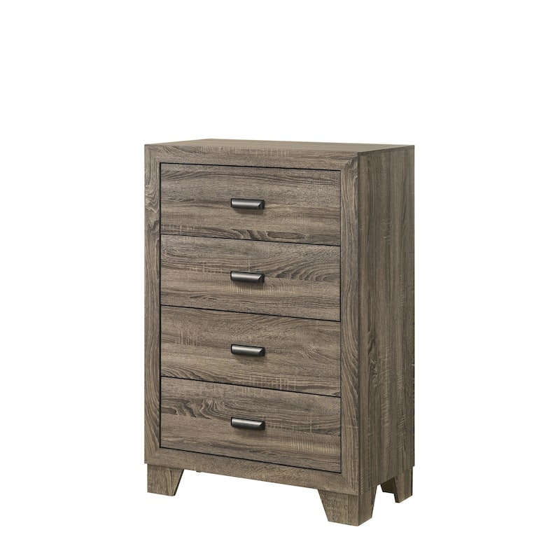 Linette 6 Piece Grey Contemporary Solid Wood And Veneers Fabric Panel Upholstered Bedroom Set