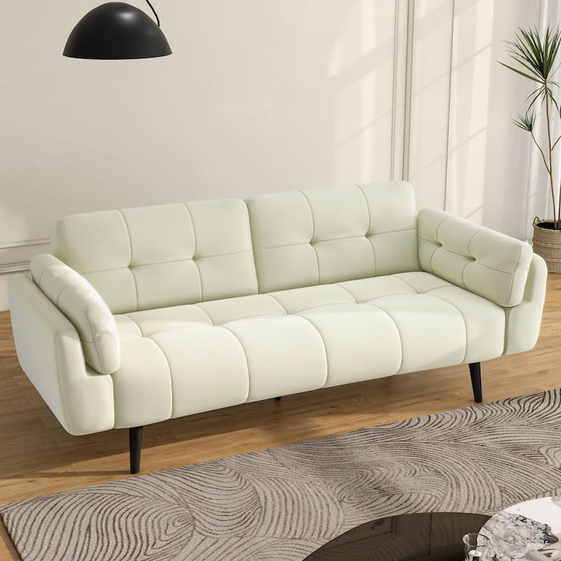 Modern Adjustable Backrest Convertible Futon Sleeper Couch