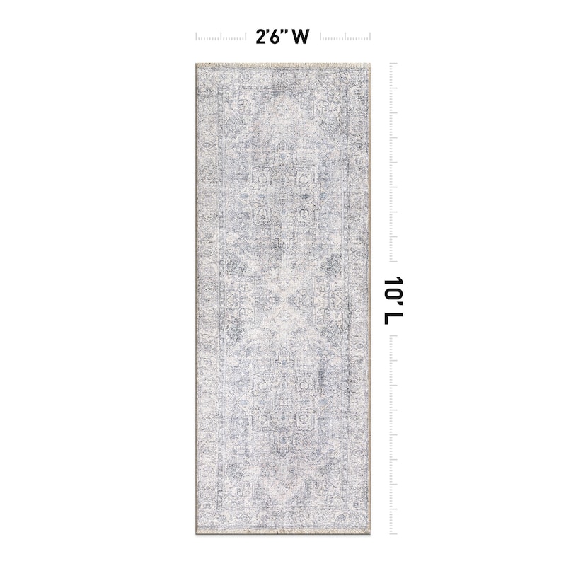 World Rug Gallery Distessed Medallion Machine Washable Area Rug