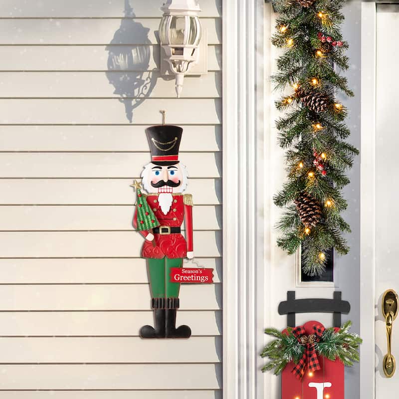 Glitzhome Christmas Nutcracker Yard Stakes Standing Hanging Decor(2-3 Functions)