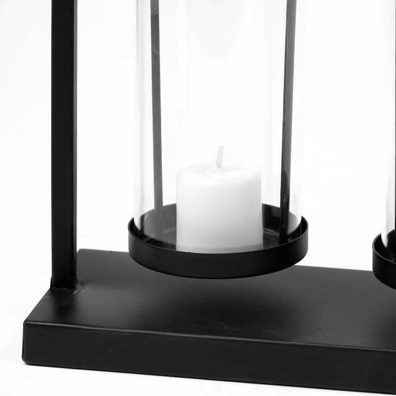 Erlen Black Metal Hanging Votive Five Candle Table Candle Holder - 23.6L x 3.9W x 12.8H