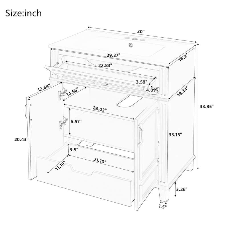 30'' Bathroom Vanity with Ceramic Sink