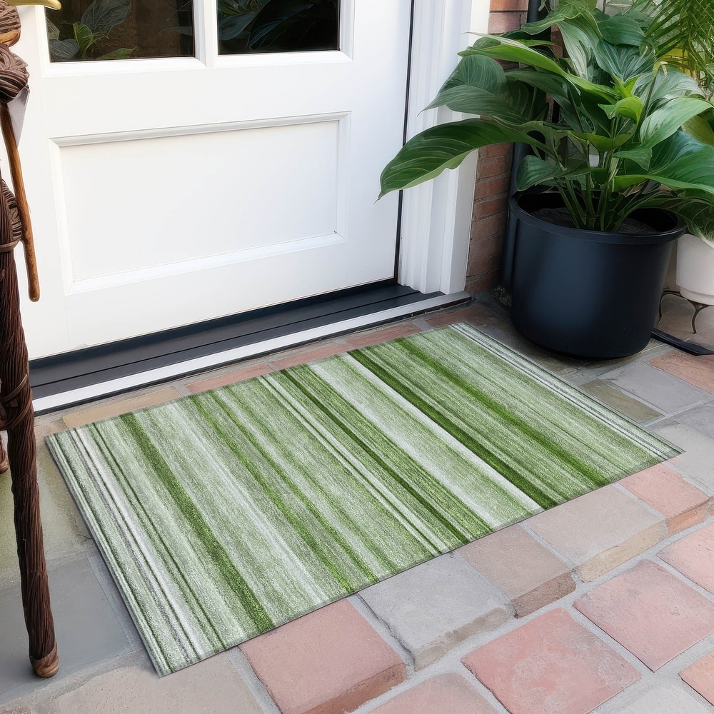 Machine Washable Indoor/ Outdoor Chantille Multi Stripe Rug