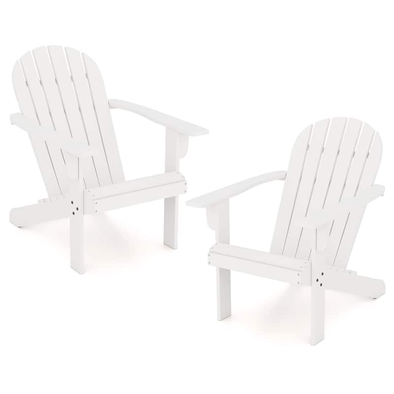 Gymax 2PCS Patio Adirondack Chair w/ Inclined Seat High Backrest & - White
