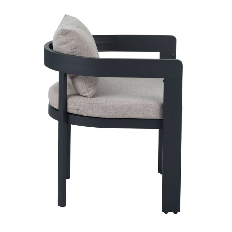 Christopher Knight Home - Modern 7-Piece Acacia Wood Dining Table Set with Aluminum Frame Upholstered Dining Chairs