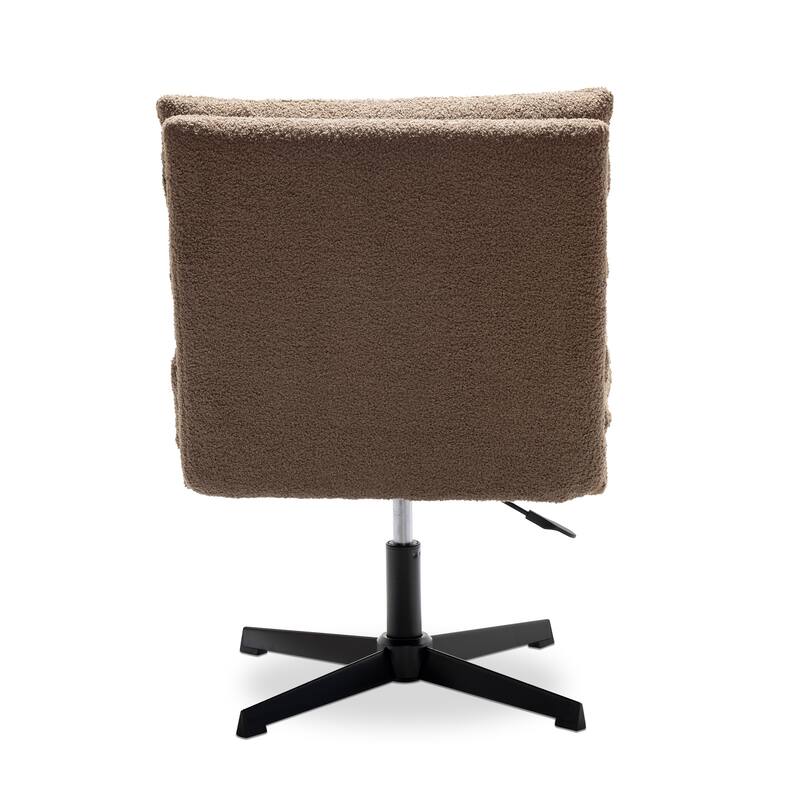 360°Swivel Adjustable Armless Office Chair with Cross Leg,Teddy Fabric