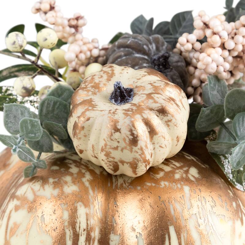 Mini Pumpkins and Berries Glittered Fall Harvest Decoration - 9"