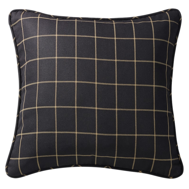 HiEnd Accents Ashbury Black Windowpane Plaid Woven Tweed Euro Sham, 27"x27"