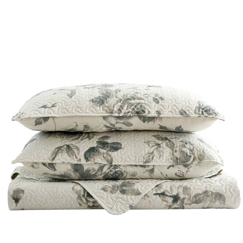 3-piece Striped Quilt Set Reversible Coverlets Bedding Set