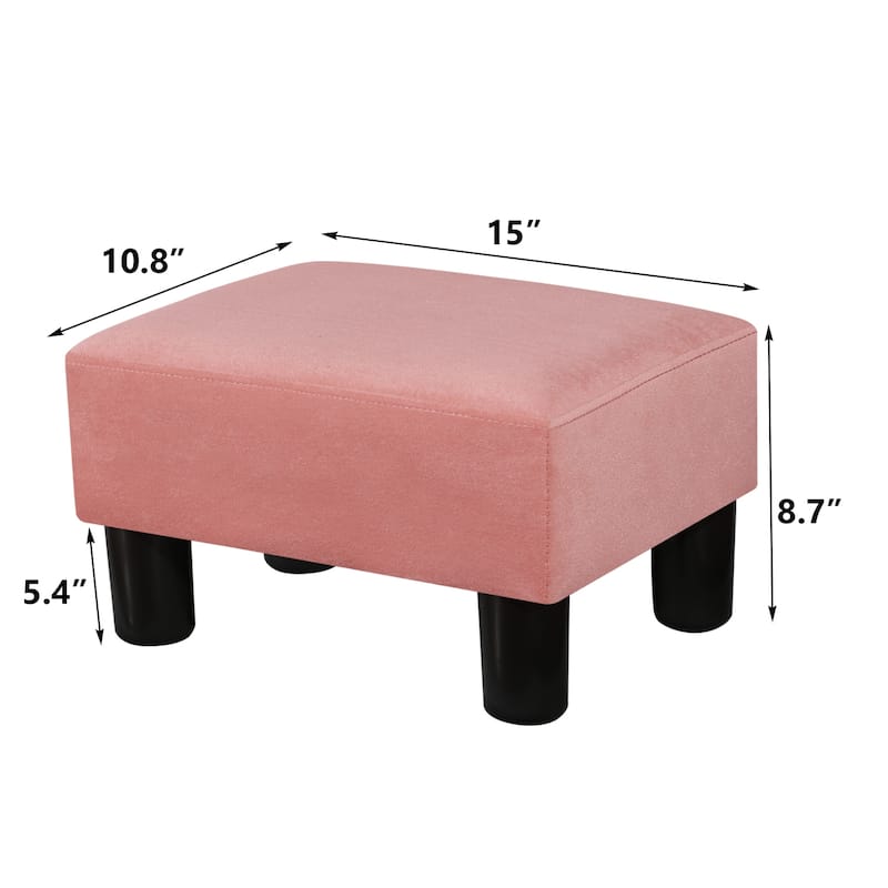 Adeco Small Rectangular Ottoman Modern PU Leather Footrest Stool Chair