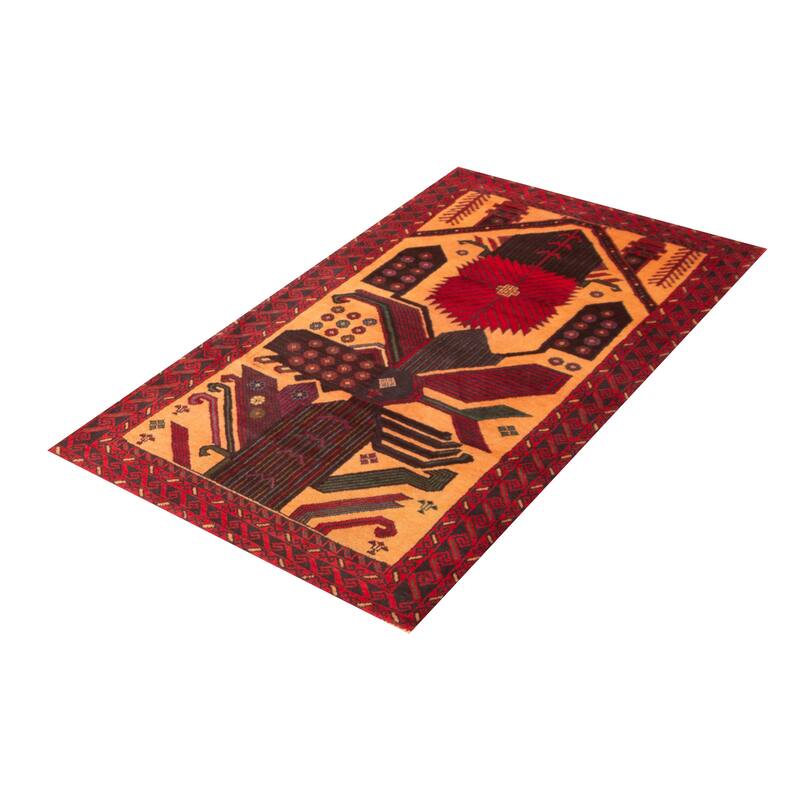 ECARPETGALLERY Hand-knotted Baluch Tan Wool Rug - 3'7 x 6'7