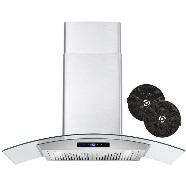 Cosmo 36 in. Ductless Wall Mount Range Hood in Stainless Steel with Touch Controls LED Lighting Bed Bath Beyond 36883299