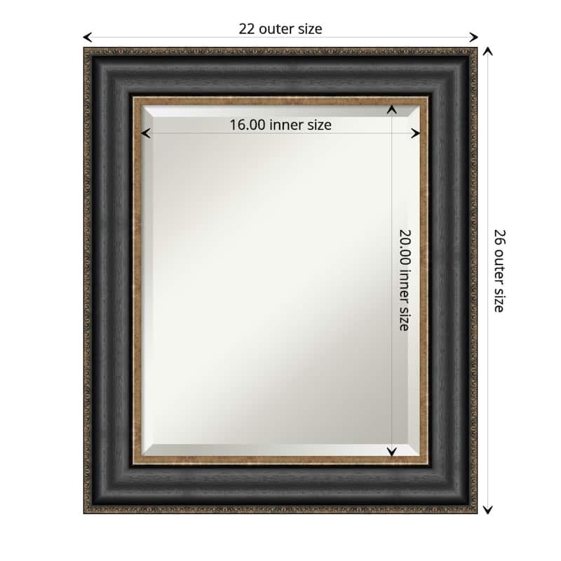 Beveled Bathroom Wall Mirror - Thomas Black Bronze Frame - Thomas Black Bronze - Outer Size: 22 x 26 in