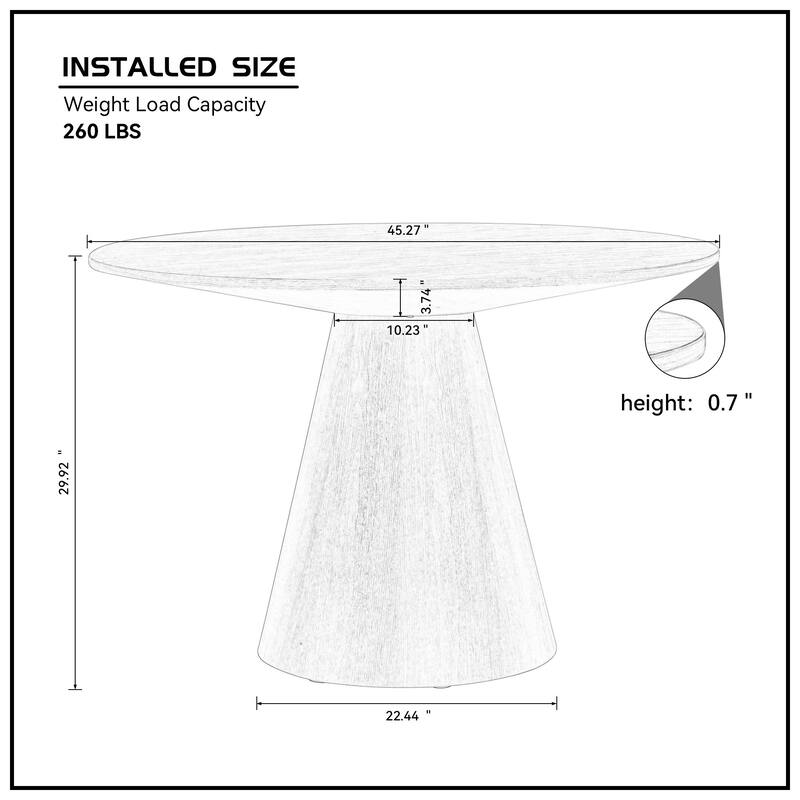 45.27" Wood Round Dining Table,Hardwood Solids Construction