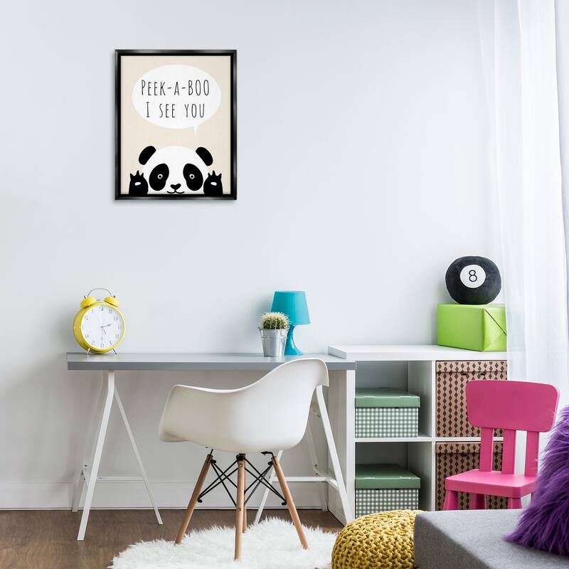 Stupell Peek-a-Boo Panda Bear Framed Floater Canvas Wall Art Design By Chen Alyesh