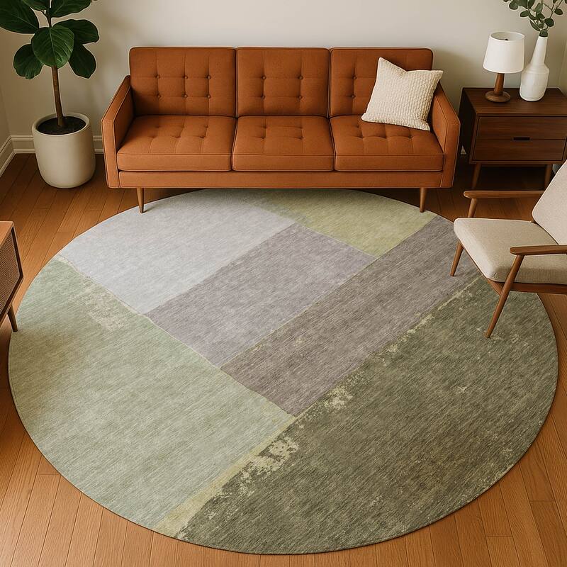 Machine Washable Indoor/ Outdoor Abstract Kraig Chantille Rug