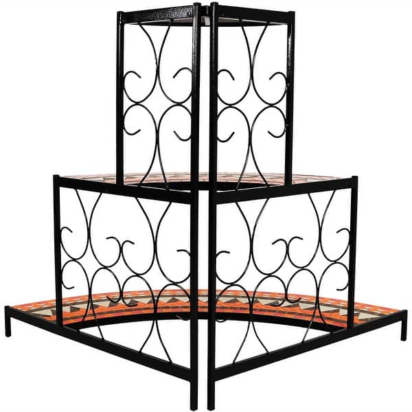 Shop Sunnydaze Large 3 Tier Mosaic Plant Stand Metal Corner Flower