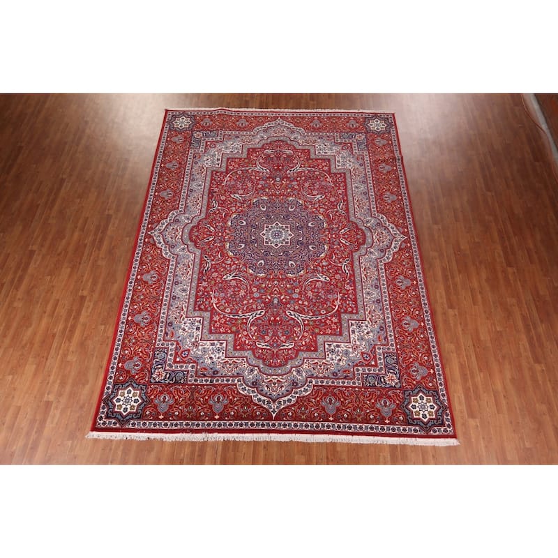 Victorian Style Red Kashan Turkish Rug Machine Made Traditional Carpet - 9'9" x 13'0"