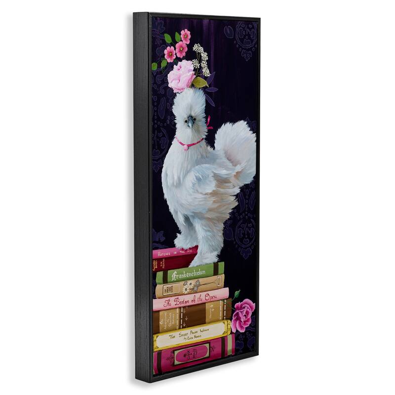 Stupell Fancy Vintage Chicken with Books Framed Giclee Art Design By Heather Gauthier