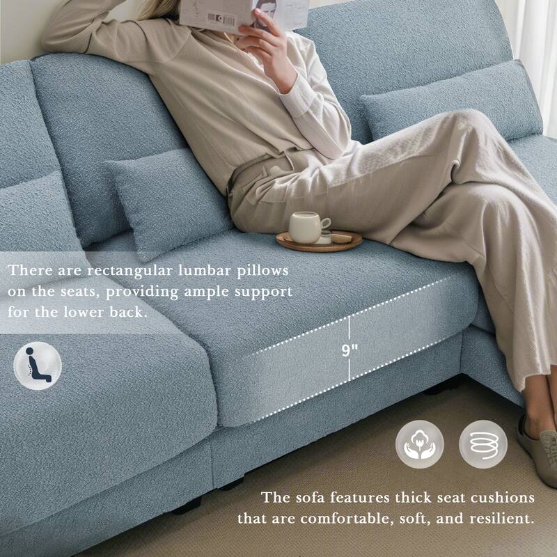 120" Boucle L-Shaped Sectional Sofa with Reversible Chaise,and Wide Seats & Pocket Spring Support