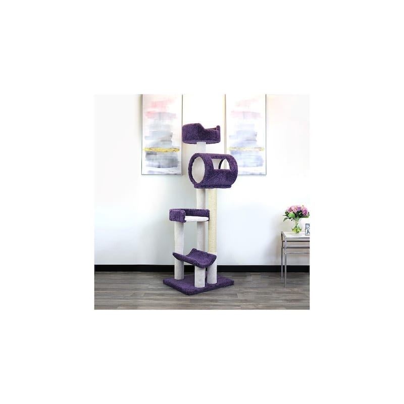Multi-Level Climbing Cat Tower with Deep Beds and Sisal Rope Posts for Large Indoor Cats