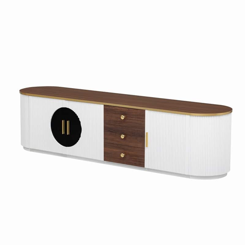 Modern TV Stand with 3 Drawers and Shelf for TVs Up to 80" for Living Room Entertainment Center