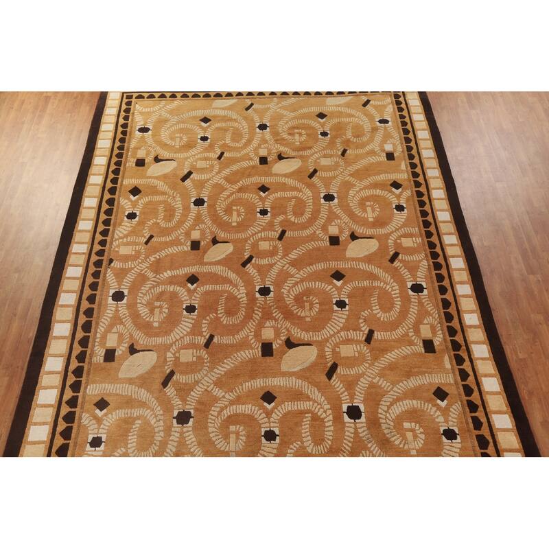 All-Over Nepalese Oriental Large Rug Hand-knotted Wool Carpet - 10'9" x 15'0"