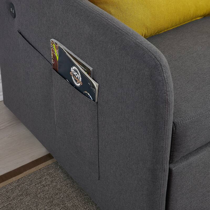 Pull Out Sofa Bed with USB Ports Grey