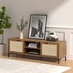 preview thumbnail 2 of 7, Anmytek Farmhouse 58" Wood TV Stand Fits TV's up to 65" Rustic Oak TV Console Media Table with 2 Rattan Doors