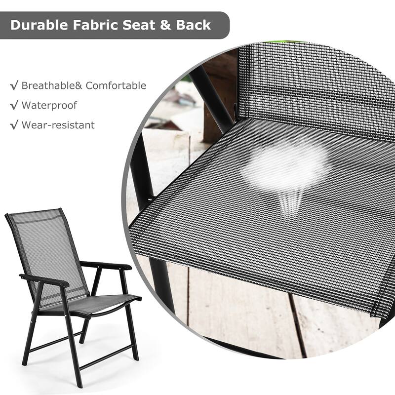 Set of 2 Patio Folding Chairs Camping Deck Dining Chair